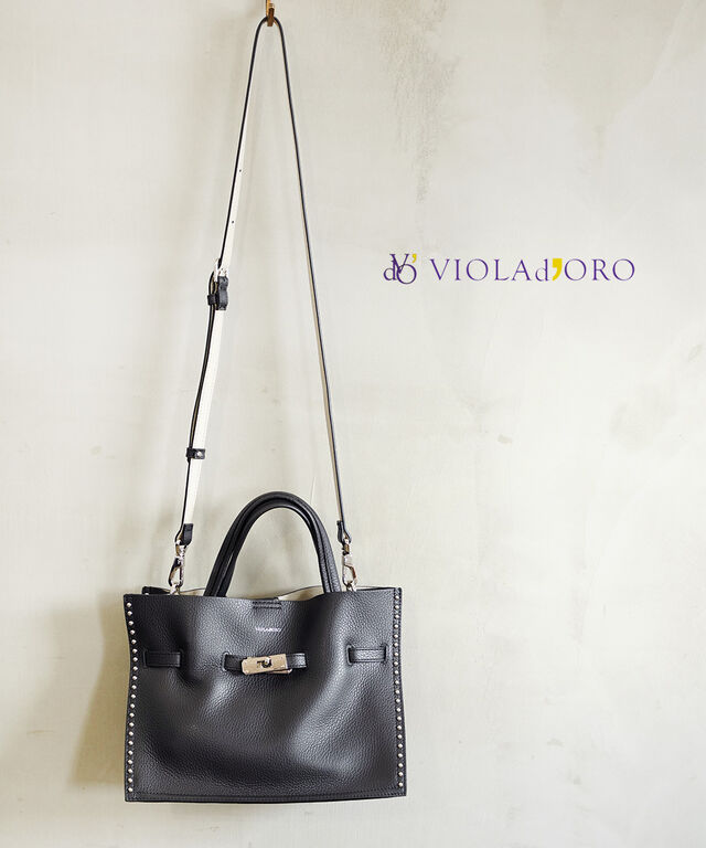 ヴィオラドーロ スタッズ付きWフェイスレザートートバッグ Mサイズ MIRO VIOLAd'ORO V-8993 国内正規品 2026春夏新作 送料無料