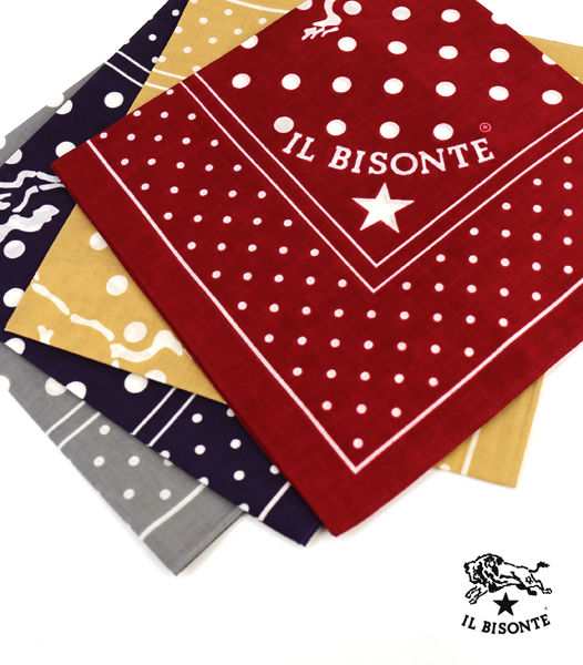 正規品IL BISONTE(イルビゾンテ) コットンロゴ ドットスカーフ バンダナ・5442409298・0061801【メール便可能2】 父の日  メンズ 男性 レ｜au PAY マーケット