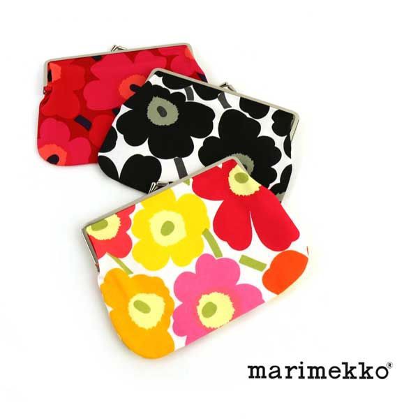 正規品marimekko(marimekko) コットン ミニウニッコ柄がま口ポーチ