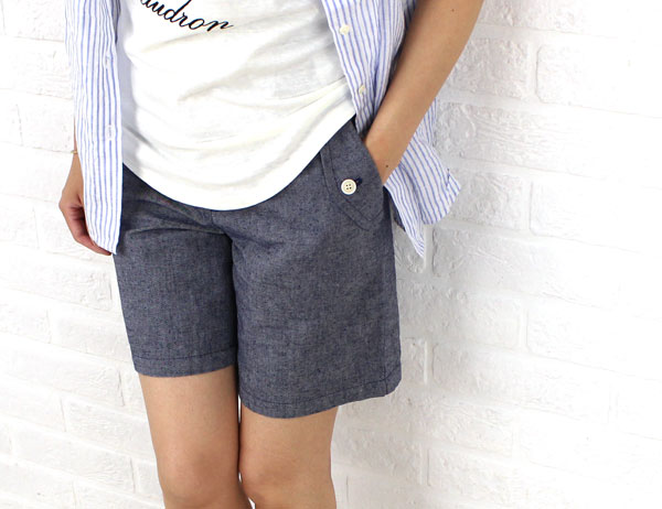 Le minor(ルミノア)コットン リネン ネップダンガリー ショートパンツ・ML16408-1791401【ボトムス】    レディース 女性 誕生日プレゼント ギフト 正規品 新品