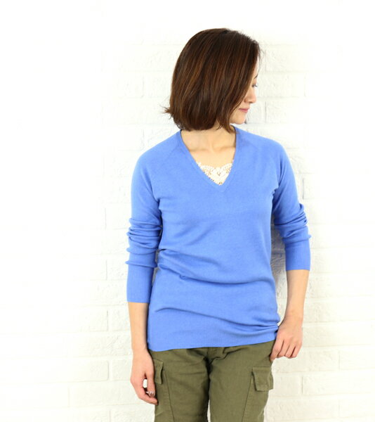 three dots(スリードッツ) コットン メランジニットVネック ロングプルオーバー・IF215Y・0441601    レディース 女性 誕生日プレゼント ギフト 正規品 新品