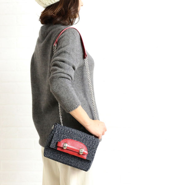 正規品TOFF&LOADSTONE(トフアンドロードストーン) ニット×リザード型押しレザーチェーンバッグショルダーバッグ・TL-5110・1471602    レディース 女性 誕生日プレゼント ギフト 新品