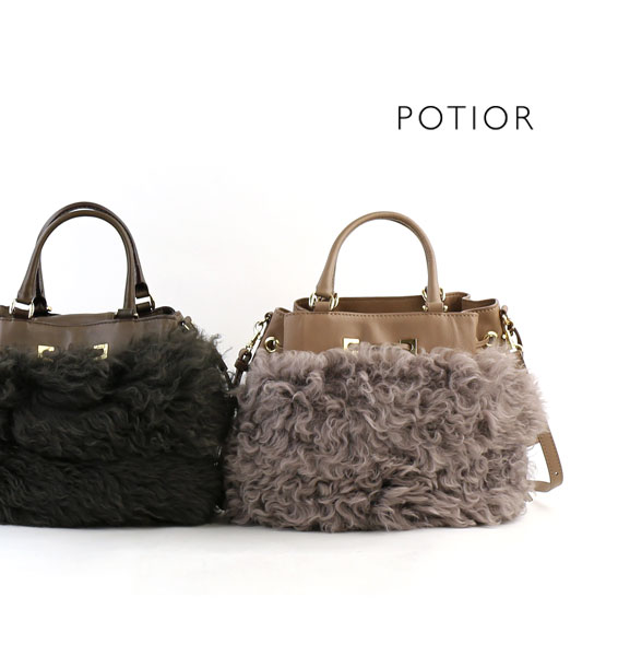 PotioR(ポティオール) レザーファー付き 巾着 2WAYショルダーバッグ・CSU-0116・2701602    レディース 女性 誕生日プレゼント ギフト 正規品 新品