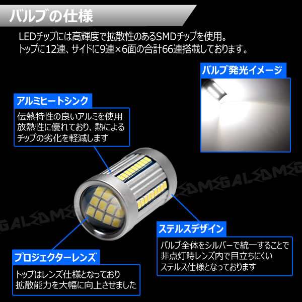 アウディ A4アバント B7 8EAUKF 8EALT 8EBGBF系 対応 ワーニングキャンセラー 内蔵 バックランプLED SMD66連 ホワイト 【メガLED】の通販はau PAY マーケット - メガLED