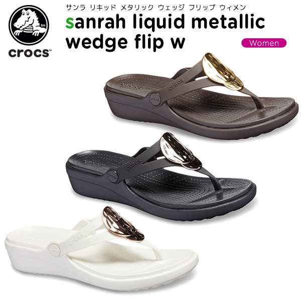 crocs sanrah liquid metallic wedge
