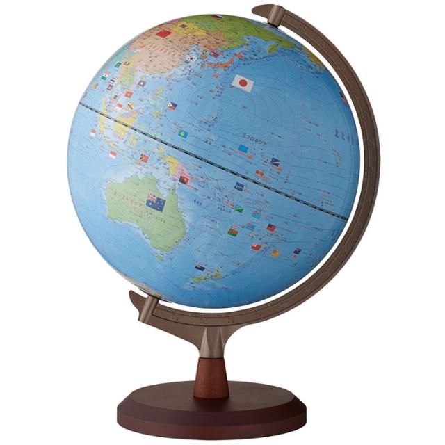 国旗イラスト付き　地球儀　入園　入学に適した木製台座地球儀　OYV328 行政タイプ 30cm 8,662円