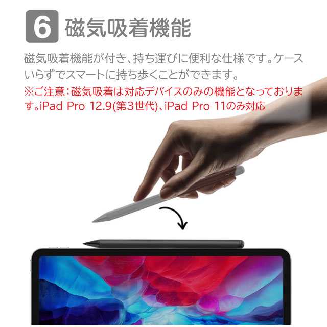 タッチペン iPad 第9世代 第8世代 傾き感知機能 パームリジェクション機能 極細 ペンシル スタイラスペン ペン先1.0mm 超高感度  超軽量15｜au PAY マーケット