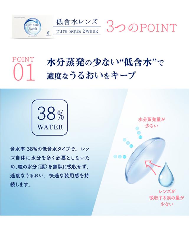 クリアコンタクト 選べる含水率 ピュアアクア2week 38 55 1箱6枚入り 2箱セット Uvカット 2週間 高度数対応 Bc8 7mm 高含水 低 含水 モイの通販はau Pay マーケット カラコンショップ サンシティ