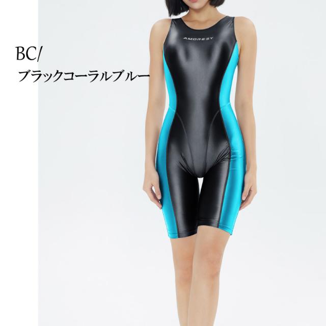 AMORESY/アモレシー ノースリーブツートンカラー水着風ボディスーツ