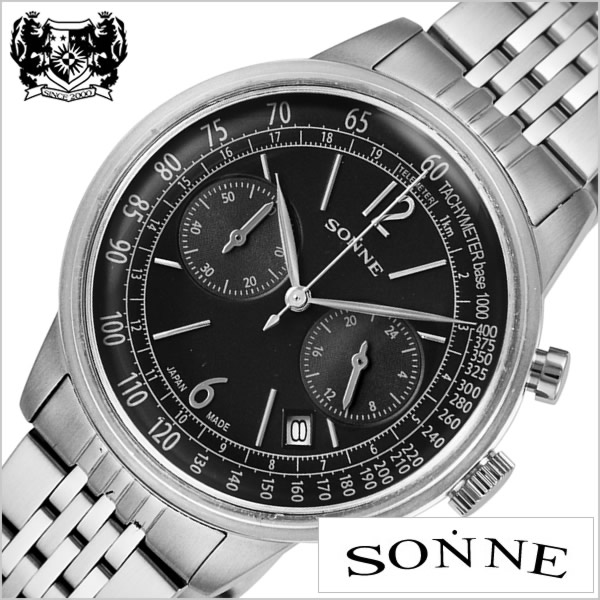 ゾンネ腕時計 SONNE時計 SONNE 腕時計 ゾンネ 時計 ヒストリカル コレクション Historical Collection メンズ/ブラック HI002BK