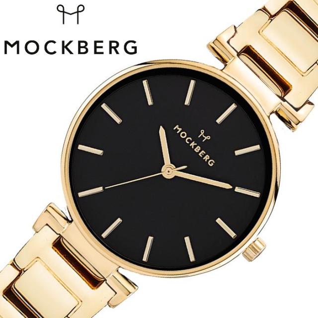 MOCKBERG モックバーグ 時計 レディース / 34 ? クロス リンク ストラップ MO522 / ゴールド ベルト ブラック ダイ モックバーグ MOCKBERG レザーベルト ラウンド 腕時計 レディース