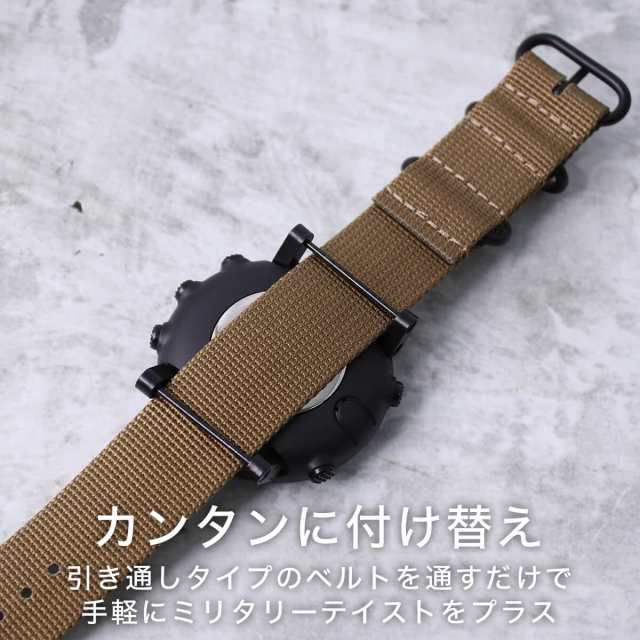 スント コア 専用 ナイロン ZULU ストラップ セット ブラックイエロー 幅 24mm アダプター カスタム SUUNTO CORE 替えベルト  バンド ズー｜au PAY マーケット