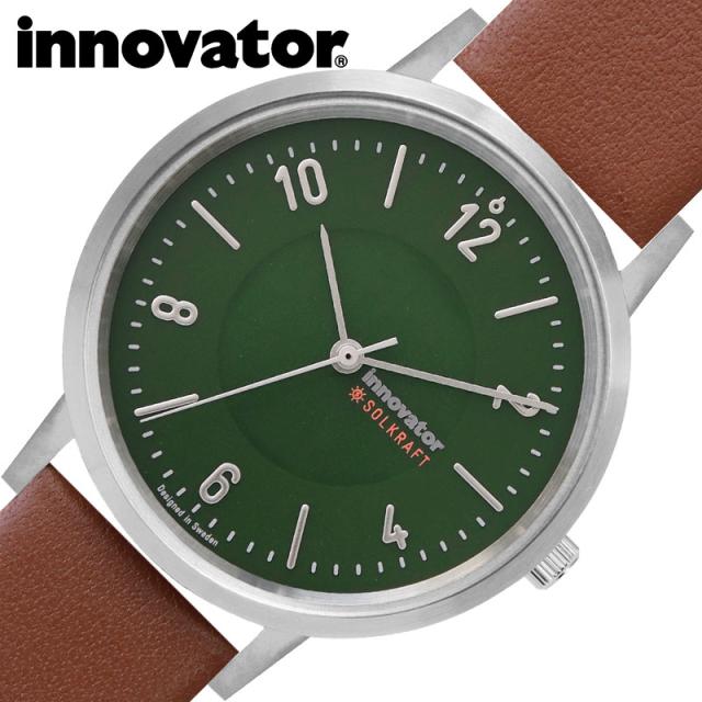 イノベーター ソーラー 時計 ソルクラフト innovator 腕時計 SOLKRAFT メンズ グリーン IN-0009-10 人気 おすすめ 北欧 デザイン レザー 革 ベルト ブラウン シルバー シンプル 大人 仕事 小ぶり 小さめ ミニ 丸型 ペア ウォッチ お揃い コーデ 彼氏 プレゼント クリスマス