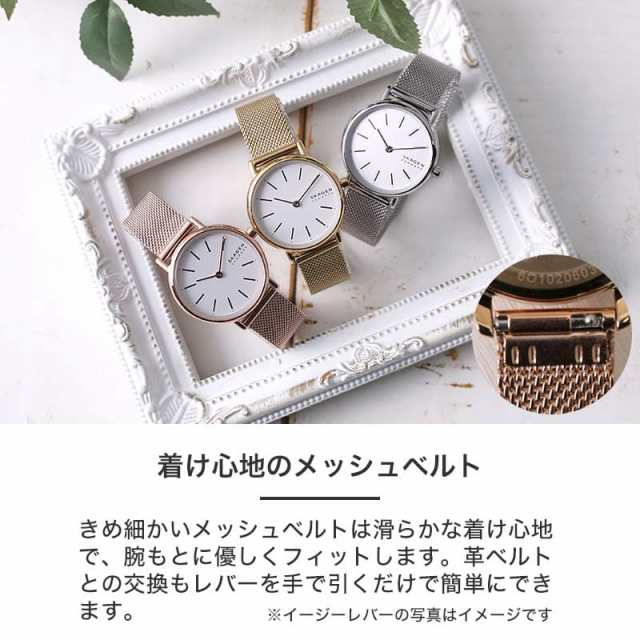 2種類のベルトセット】当店限定 スカーゲン 時計 SKAGEN 腕時計 SIGNATUR レディース 女性 向け プレゼント ギフト 人気 ブランド  おすすめ 定番 シンプル 見やすい メッシュベルト 革ベルト ビジネス スーツ 仕事 オフィスカジュアル 彼女 妻 母 娘 恋人 誕生日 記念日の  ...