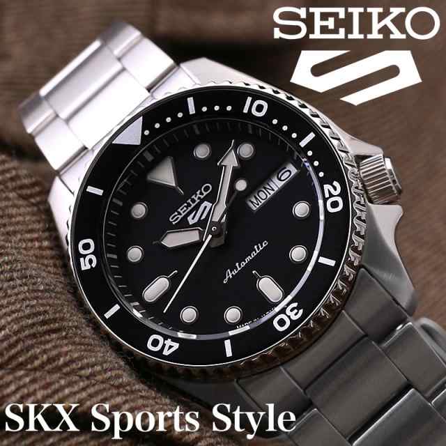 セイコー 腕時計 SEIKO 時計 ファイブスポーツ SKX Style 5 SPORTS 5スポーツ 2023年 5月 発売 メンズ ブラック  メカニカル 自動巻 自動巻き オートマ 機械式 人気 おすすめ おしゃれ ブランド 防水 ビジネス Mid Size 裏スケ スケルトン カレンダー  話題