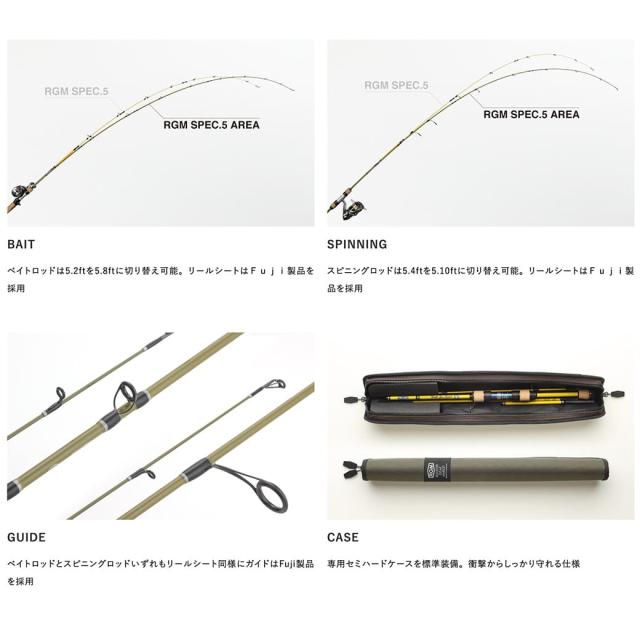 RGM(ルースター ギア マーケット) RGM spec.5 AREA 54-510S スピニングモデル Line (~8lb.) Lure (~5.5g) 渓流 エリアトラウト 管理釣り場 釣りキャンプ コンパクトロッド ROOSTER GEAR MARKET
