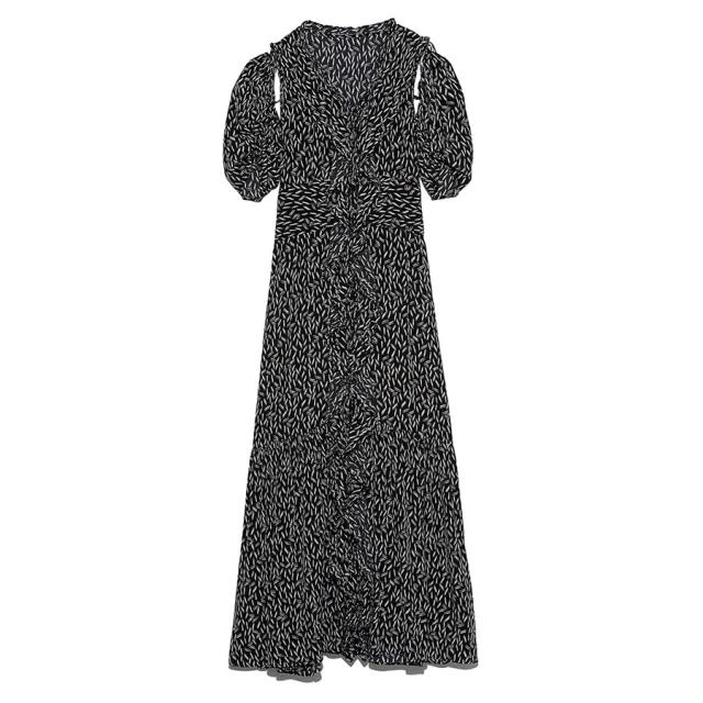(SALE50%OFF) SNIDEL スナイデル フリルオーバーワンピース swfo221151 レディース ドレス  ロング フェミニン バルーンスリーブ フレア セール【P10】_8