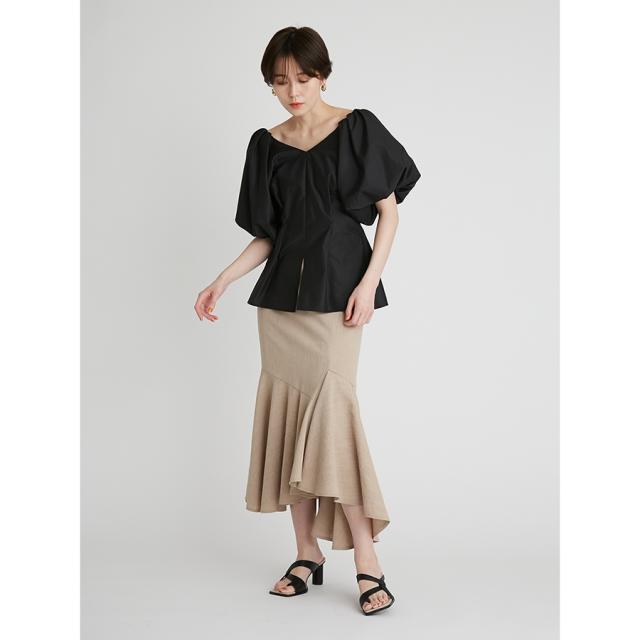 SALE50%OFF フレイアイディー FRAY I.D リネンライクラッフルアシメスカート fwfs222037 レディース ボトムス ロング丈 アシンメトリー_3