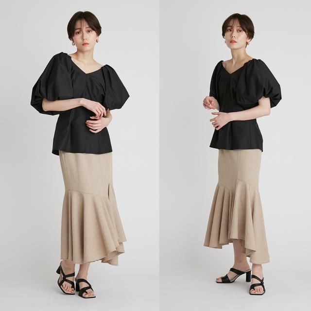 SALE50%OFF フレイアイディー FRAY I.D リネンライクラッフルアシメスカート fwfs222037 レディース ボトムス ロング丈 アシンメトリー_4