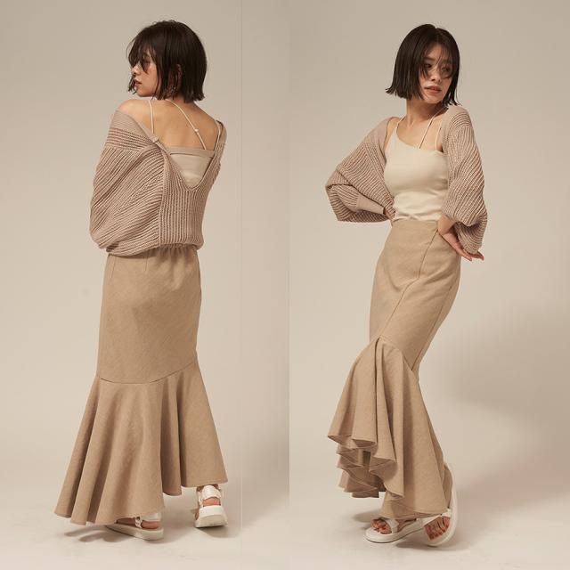 SALE50%OFF フレイアイディー FRAY I.D リネンライクラッフルアシメスカート fwfs222037 レディース ボトムス ロング丈 アシンメトリー_5