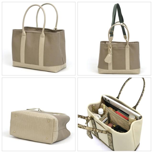 カシュカシュ cache cache BAG ショルダー付きパーテーションキャンバストートL  01-00-78391 ママバッグ ショルダーバッグ 2way 通勤 通学  A4収納 プレゼントにおすすめ_1