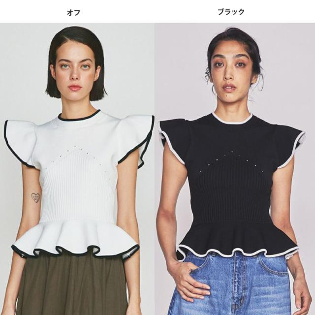 SALE50%OFF DOUBLE STANDARD CLOTHING DSC / バイカラーニットトップス 0209150233 レディース ダブスタ フリル モード DOUBLE STANDARD CLOTHING SALE50%OFF DSC / バイカラーニット