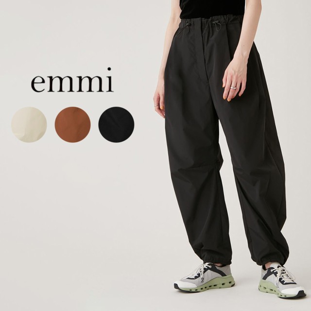 SALE50%OFF emmi atelier 撥水ウエストゴムパラシュートパンツ 13wfp234035 レディース ボトムス ドロスト仕様 ゆったり ラクチン