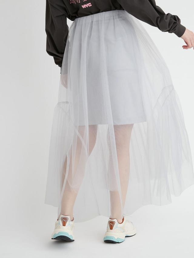 SALE50%OFF emmi atelier エミ アトリエ レイヤードチュールスカート 13wfs241031 レディース ロングスカート 3way シアー レイヤードスタイル_3