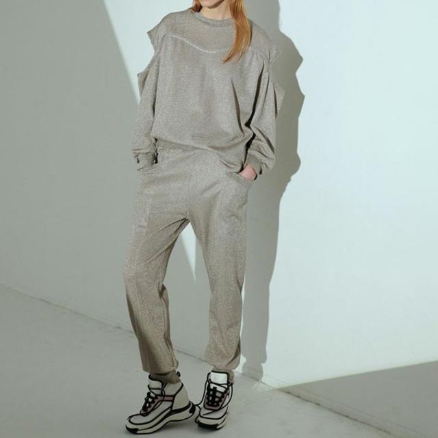 DOUBLE STANDARD CLOTHING ESSENTIAL / ラメ裏毛イージーパンツ