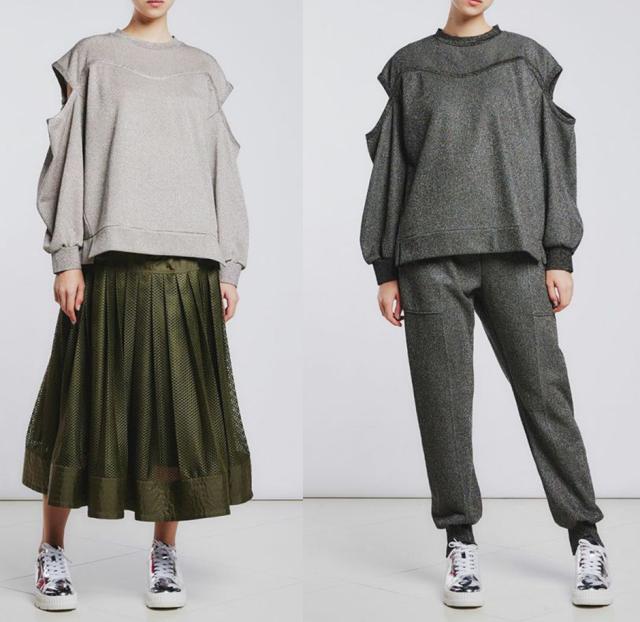 DOUBLE STANDARD CLOTHING ESSENTIAL / ラメ裏毛カットアウトプル