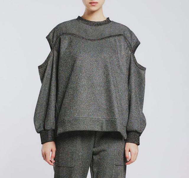 DOUBLE STANDARD CLOTHING  ESSENTIAL / ラメ裏毛カットアウトプルオーバー 2508140241 レディース ダブスタ トップス 肌見せ カジュアル DOUBLE STANDARD CLOTHING ESSENTIAL / ラメ裏毛カットアウトプル