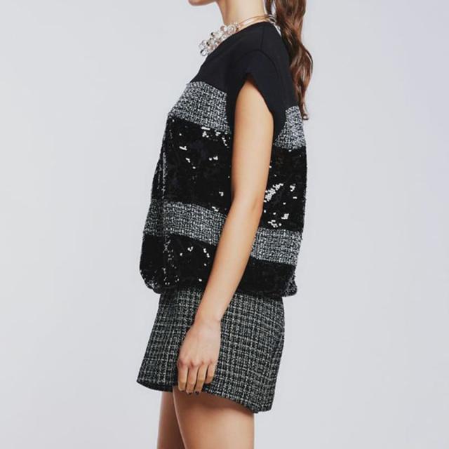 DOUBLE STANDARD CLOTHING ダブルスタンダードクロージング Sov. / スパンコールノースリーブプルオーバー 0308380241 レディース ダブスタ トップス ツイード生地 スパンコール ゆったり 2024春 DOUBLE STANDARD CLOTHING ダブルスタンダードクロージング Sov