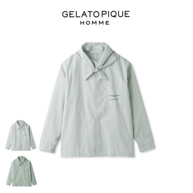 SALE30%OFF GELATO PIQUE HOMME ストライプシャツ phft241961 メンズ トップス 部屋着 ルームウェア パジャマ ギフト プレゼントにおすすめの通販は