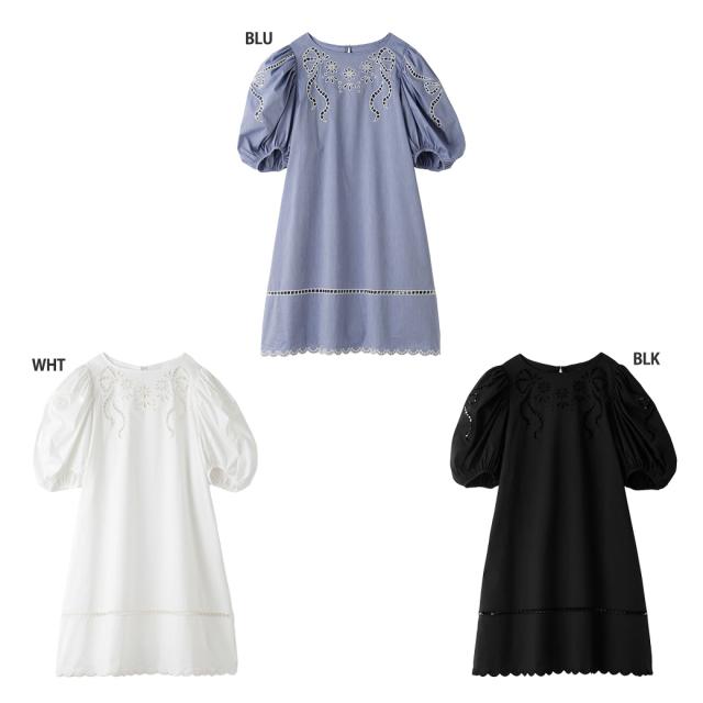 SALE50%OFF FURFUR ファーファー リボン刺繍チュニックブラウス rwft242026 レディース トップス ミニワンピース 半袖 パフスリーブ フェミニン デート 女子会 夏コーデ セレクトショップムー_1
