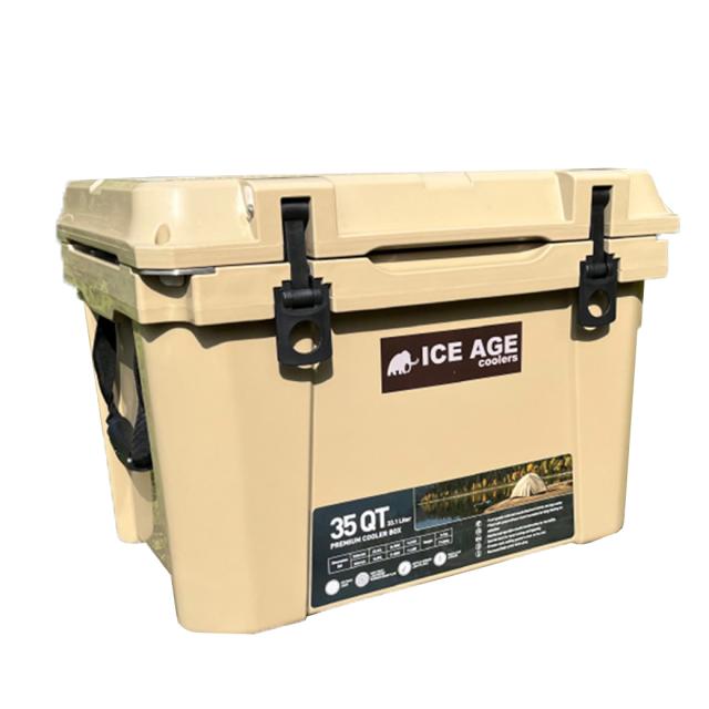 ICE AGE premium アイスエイジプレミアムクーラーボックス 35QT 33.1L  保冷剤つき 1-3人向けクーラーBOX 充実のオプション キャンプ 釣り ピクニック 車中泊