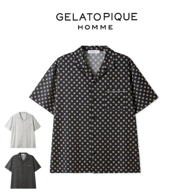 SALE30%OFF GELATO PIQUE HOMME ジェラートピケ オム クッキー総柄シャツ phft242900 メンズ トップス 部屋着 ドット柄 刺繍の通販は