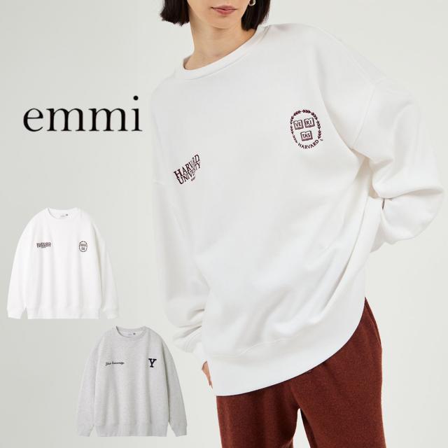 emmi エミ emmi×GOOD ROCK SPEED カレッジワイドボディクルースウェット 25AW-SWC1-EMMI レディース トップス コラボ 長袖 カジュアル 2025冬