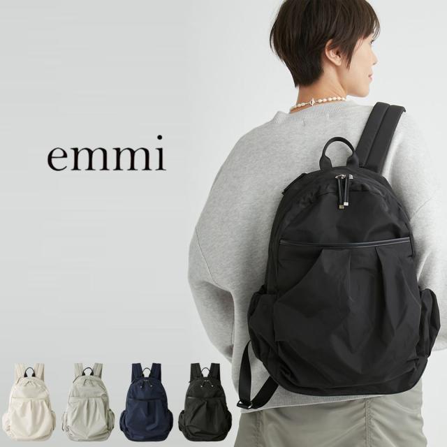 emmi atelier エミ アトリエ eco 撥水レザーパイピングギャザーボディーバックパック 13wgb249307 レディース リュック カバン BAG