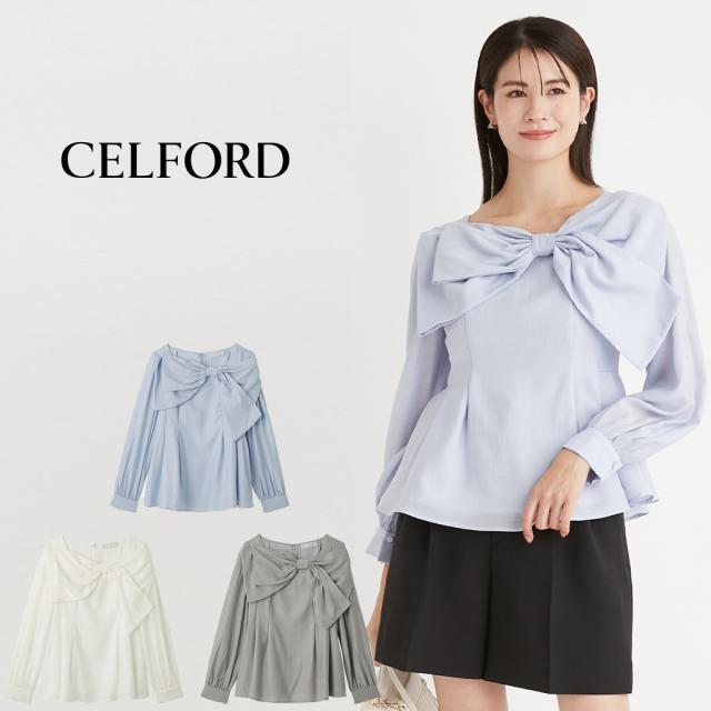 SALE50%OFF セルフォード CELFORD リボンデザインブラウス cwfb251085 レディース トップス 長袖 スクエアネック