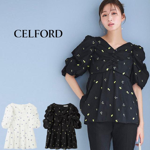 (予約) セルフォード CELFORD 小花刺繍ペプラムブラウス cwfb251116  (4月上旬以降入荷) レディース トップス シアー フェミニン 2025春の通販は