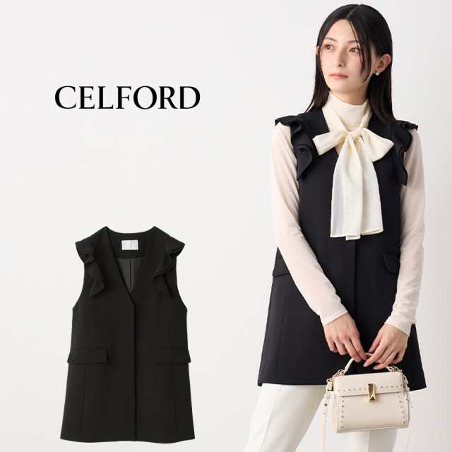 CELFORD セルフォード フリルスリーブジレ cwfv251022 レディース アウター フレアフリル 手洗い可能 2025春の通販は