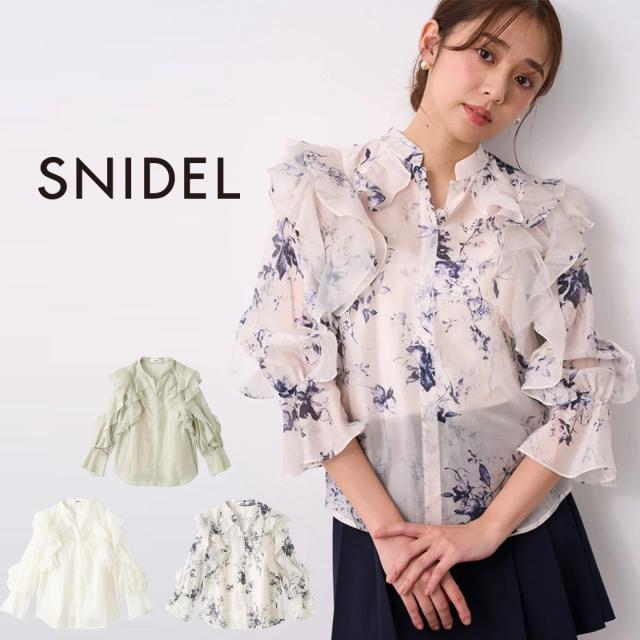 SALE50%OFF スナイデル SNIDEL シアーフリルブラウス swfb251167 レディース 透け感 花柄 無地トップス セレクトショップムー