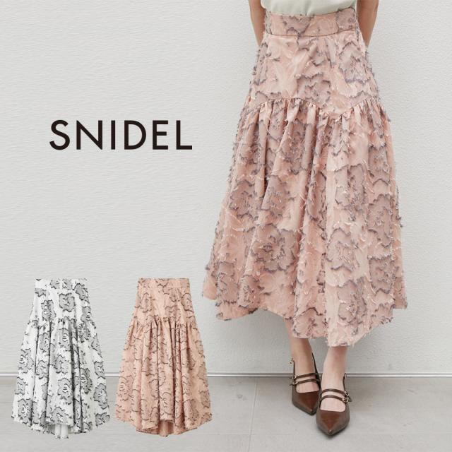 SALE50%OFF スナイデル SNIDEL ジャガードテールスカート swfs252148 ロングスカート フラワーモチーフ 花柄 ティアード