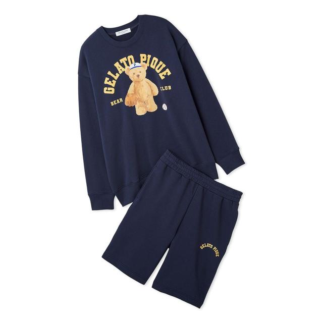 新品☆GELATO PIQUE ネイビー パジャマセット ジェラートピケ オム GELATO PIQUE HOMME スポーティベア裏毛プル