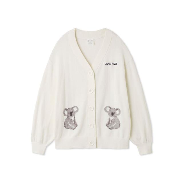 【新品】ジェラートピケ　コアラジャガードカーディガン　オフホワイト ジェラートピケ gelato pique コアラジャガードカーディガン