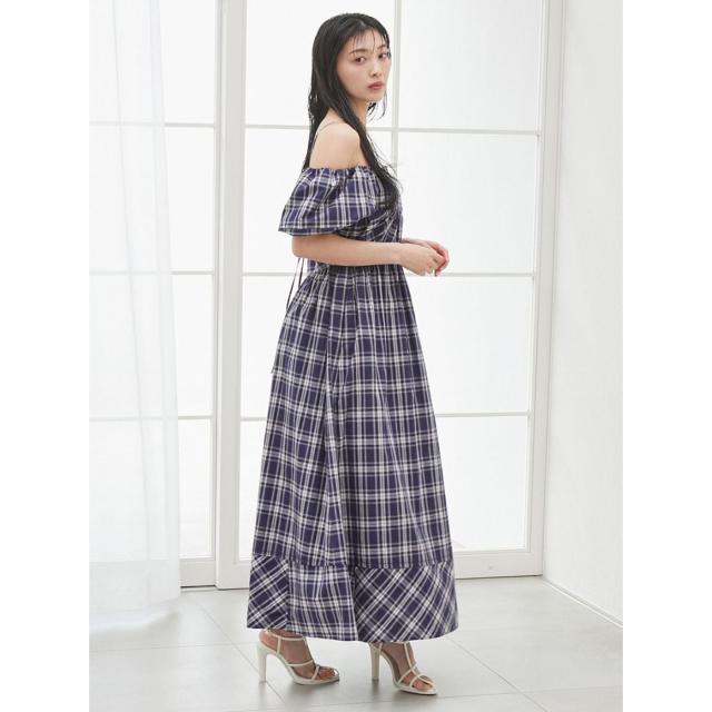 SALE50%OFF スナイデル SNIDEL オフショルパフスリワンピース swfo254019 レディース ロングワンピース オフショルダー チェック柄 半袖 ドレス セレクトショップムー【P10】