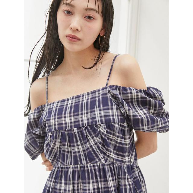 SALE50%OFF スナイデル SNIDEL オフショルパフスリワンピース swfo254019 レディース ロングワンピース オフショルダー チェック柄 半袖 ドレス セレクトショップムー【P10】