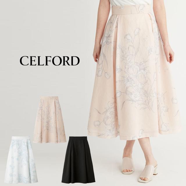 セルフォード CELFORD バリエーションフレアスカート cwfs254027 レディース ロングスカート ブーケ ハイウエスト ロング丈 2025秋