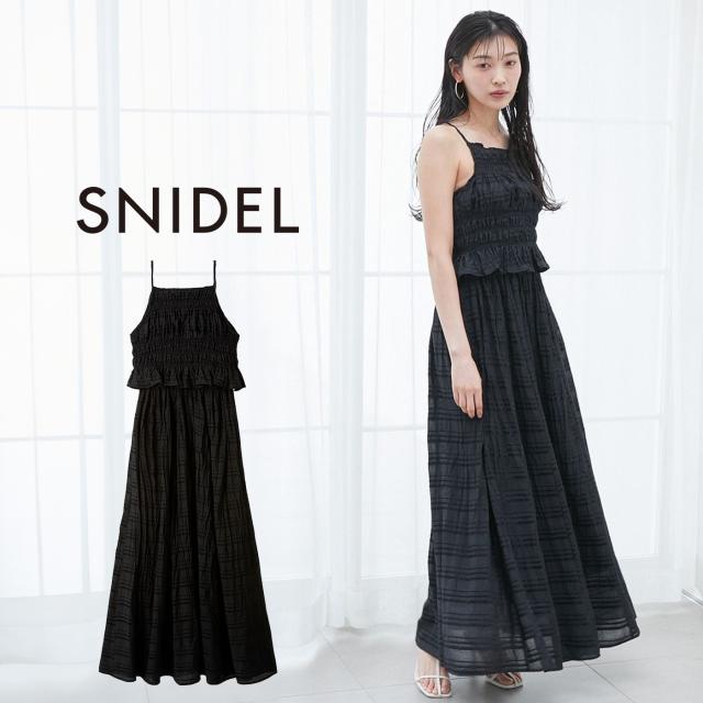 スナイデル SNIDEL アメスリプリーツドッキングワンピース swfo254017 レディース ロングワンピース ロング丈 フェミニン ノースリーブ ワッシャープリーツ 2025秋
