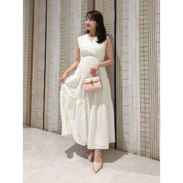 セルフォード CELFORD チドリカットジャガードワンピース cwfo254080 レディース ロングワンピース 千鳥柄 カシュクール ティアード ノースリーブ ドレス 2025秋 セルフォード CELFORD チドリカットジャガードワンピース cwfo254080
